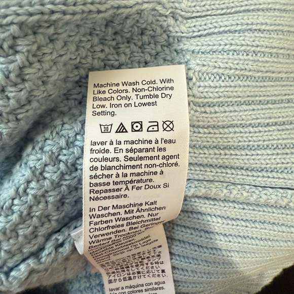 🍁👚 J.Crew Re-Imagined Light Blue Cable Knit 100% Cotton Turtleneck Sweater- XS♻️ - Picture 7 of 7